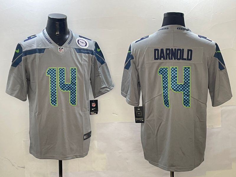 Men Seattle Seahawks #14 Metcalf Grey Second generation 2025 Nike Limited NFL Jersey style 2